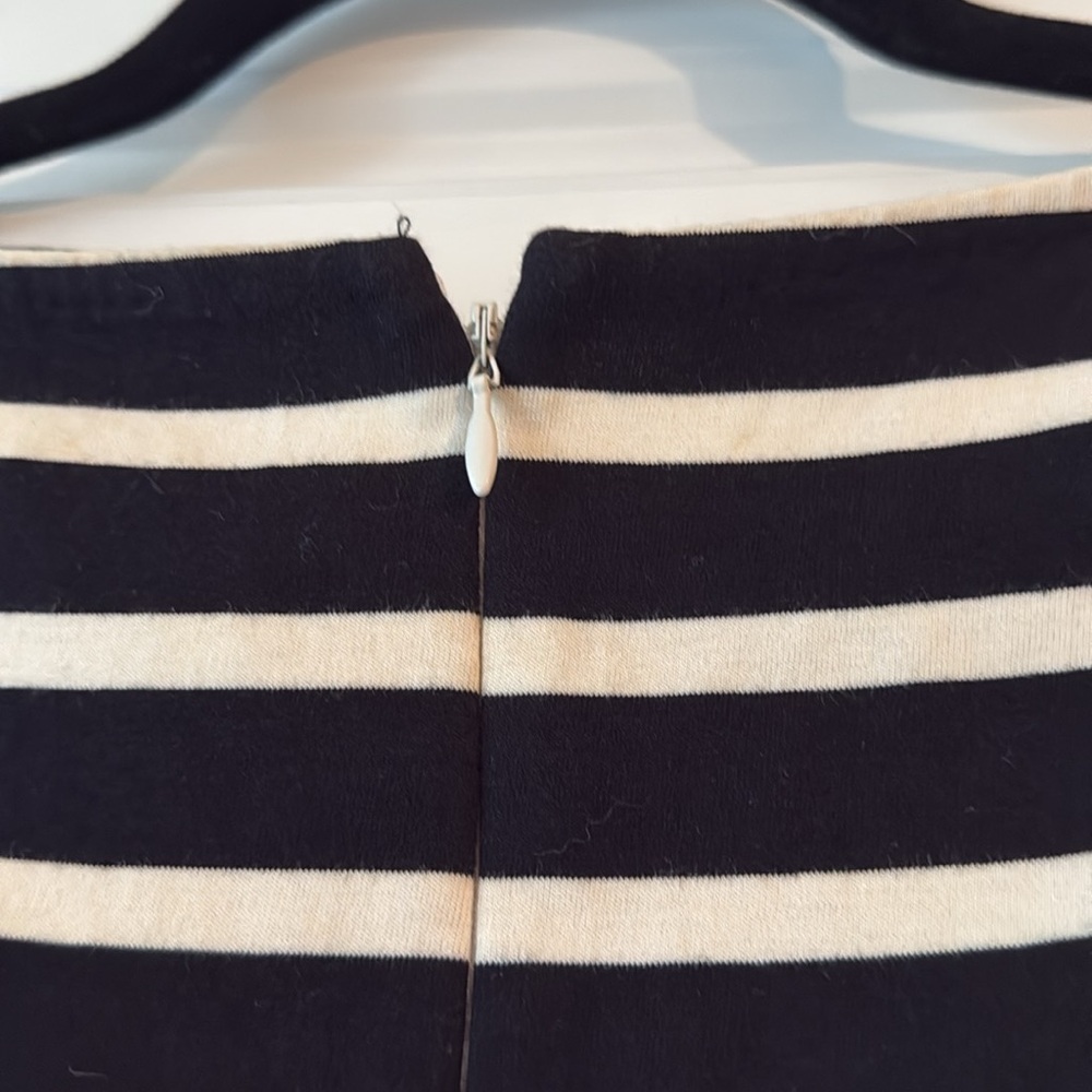 J. Crew Black and White Striped Ruffle Sleeve Dress Size Small Midi 100% Cotton - Picture 4 of 11